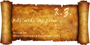 Kömlődy Zina névjegykártya
